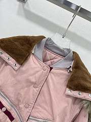 Bagsaaa Louis Vuitton Hooded Cropped Utility Bomber Jacket Pink - 3