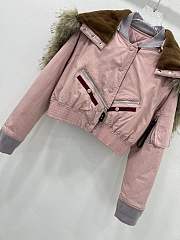 Bagsaaa Louis Vuitton Hooded Cropped Utility Bomber Jacket Pink - 4