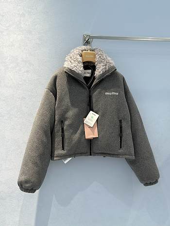 Bagsaaa Miumiu Fleece Down Jacket Grey