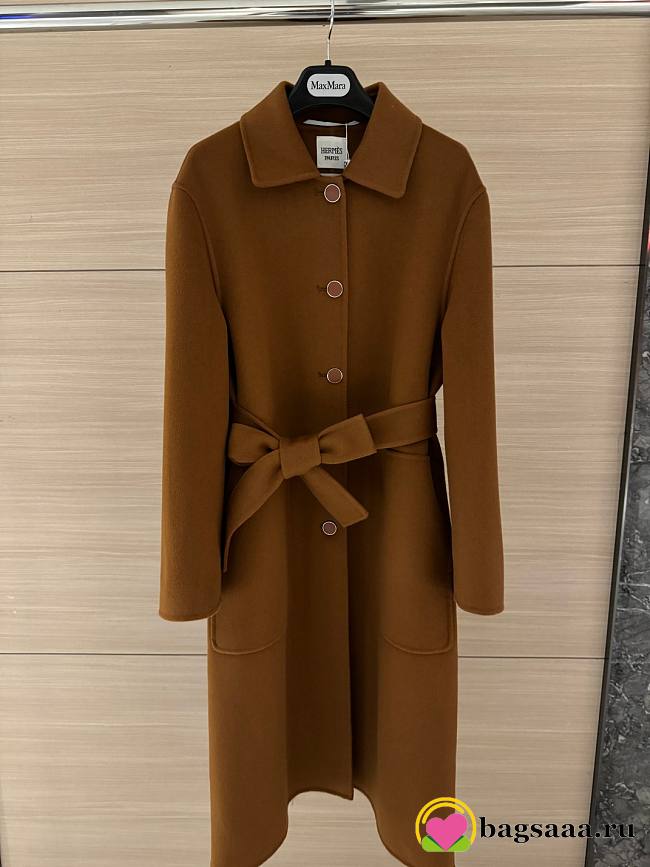 Bagsaaa Hermes Cashmere wrap coat brown - 1