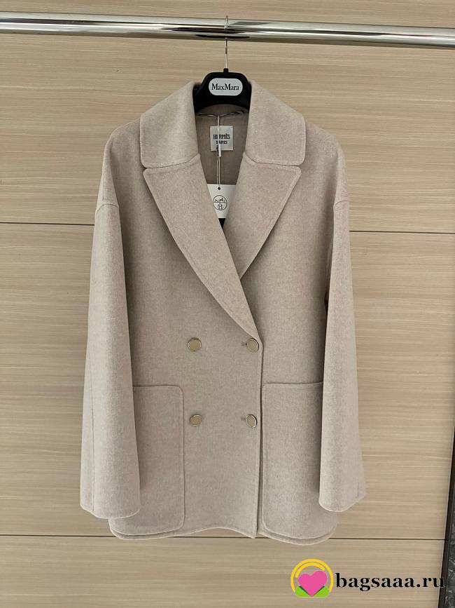 Bagsaaa Hermes Cashmere pea coat beige - 1