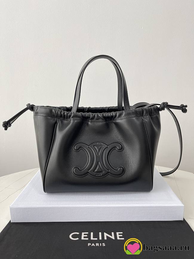 Bagsaaa Celine Small Cabas Drawstring Cuir Triomphe In Grained Calfskin Black - 22.5 x 18 x 13 CM - 1