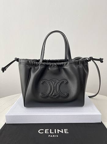 Bagsaaa Celine Small Cabas Drawstring Cuir Triomphe In Grained Calfskin Black - 22.5 x 18 x 13 CM