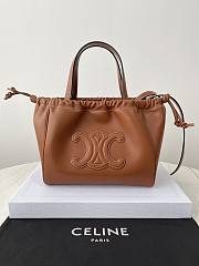 Bagsaaa Celine Small Cabas Drawstring Cuir Triomphe In Grained Calfskin Brown - 22.5 x 18 x 13 CM - 1