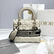 Bagsaaa Dior Medium Lady D-Lite Bag Ecru Cannage Lambskin Shearling - 24 x 21 x 12 cm - 1