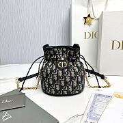 Bagsaaa Dior 30 Montaigne Mini Bucket Bag with Drawstring Blue Dior Oblique Jacquard - 16 x 18.5 x 13 cm - 1