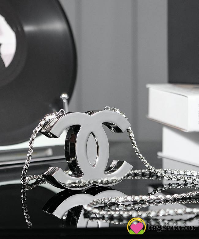 Bagsaaa Chanel Long Necklace Silver ABE814 - 1