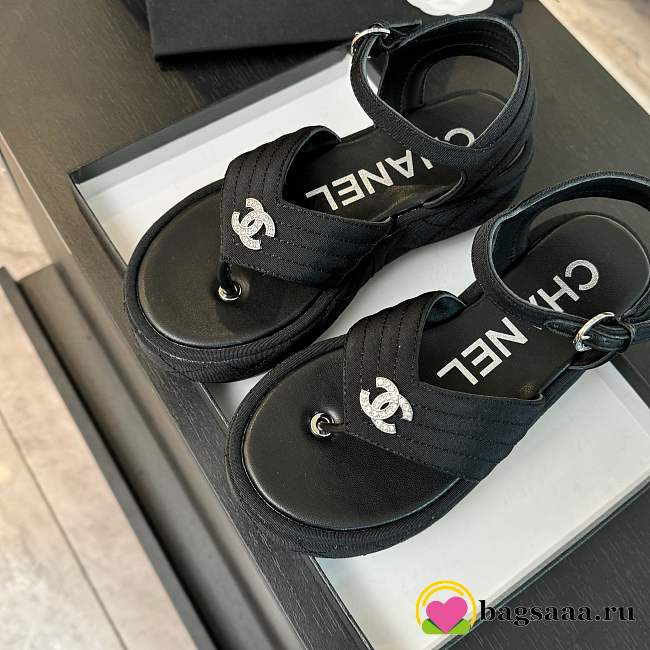 Bagsaaa Chanel Sandals Black Grosgrain G46108 - 1