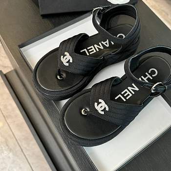 Bagsaaa Chanel Sandals Black Grosgrain G46108