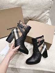 Bagsaaa Burberry Check and Leather Heel Boots - 4