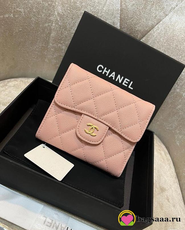 Bagsaaa Chanel Light Pink Caviar Wallet - 11x10cm - 1