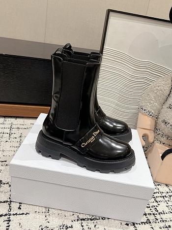 Bagsaaa Dior D-Quest Ankle Boot Black Calfskin Decorative strap