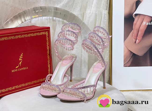 Bagsaaa Rene Caovilla Cleo crystal-embellished Heels Pink - 1