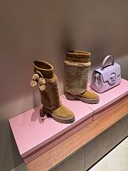 Bagsaaa Celine Bulky High Boot With Triomphe Tassels In Shearling And Suede Calfskin Brown - 4