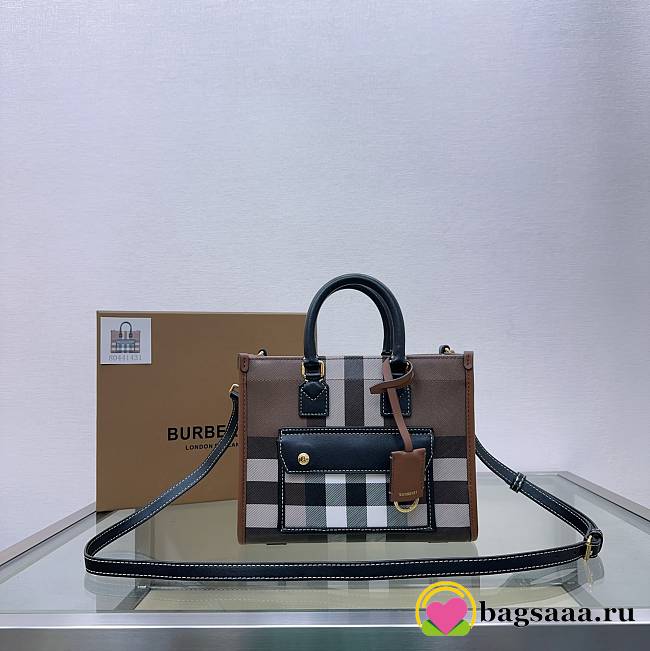 Bagsaaa Burberry Mini Freya Tote Dark Brown - 23 x 8 x 19cm - 1