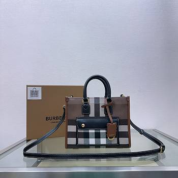 Bagsaaa Burberry Mini Freya Tote Dark Brown - 23 x 8 x 19cm