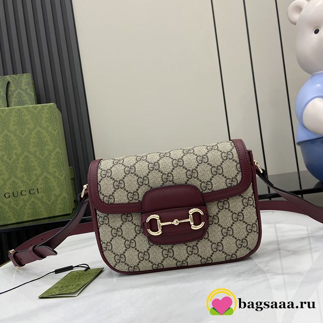 Bagsaaa Gucci Horsebit 1955 mini shoulder bag 815205 Beige & Red - 20 x 14.5 x 5 cm - 1