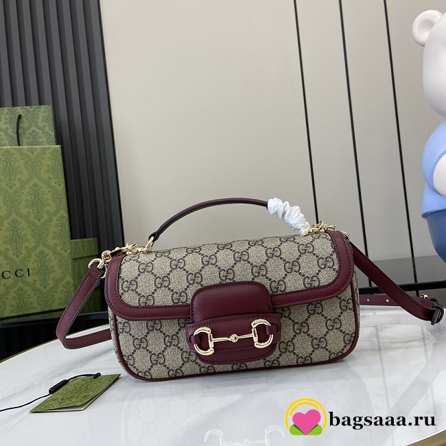 Bagsaaa Gucci Horsebit 1955 small top handle bag 815206 Red & Beige - 22cm - 1