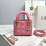 Bagsaaa Mini Lady Dior Bag Pink Cannage Lambskin - 17 x 15 x 7 cm - 1