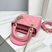 Bagsaaa Mini Lady Dior Bag Pink Cannage Lambskin - 17 x 15 x 7 cm - 2