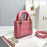 Bagsaaa Mini Lady Dior Bag Pink Cannage Lambskin - 17 x 15 x 7 cm - 3