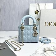 Bagsaaa Mini Lady Dior Bag Light Blue Cannage Lambskin - 17 x 15 x 7 cm - 1