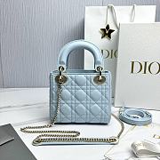 Bagsaaa Mini Lady Dior Bag Light Blue Cannage Lambskin - 17 x 15 x 7 cm - 3