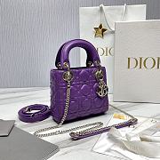 Bagsaaa Mini Lady Dior Bag Purple Cannage Lambskin - 17 x 15 x 7 cm - 4