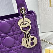 Bagsaaa Mini Lady Dior Bag Purple Cannage Lambskin - 17 x 15 x 7 cm - 3