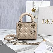 Bagsaaa Mini Lady Dior Bag Powder Beige Cannage Lambskin - 17 x 15 x 7 cm - 1