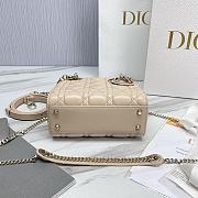 Bagsaaa Mini Lady Dior Bag Powder Beige Cannage Lambskin - 17 x 15 x 7 cm - 3