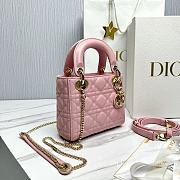 Bagsaaa Mini Lady Dior Bag Light Pink Cannage Lambskin - 17 x 15 x 7 cm - 4