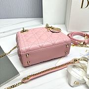 Bagsaaa Mini Lady Dior Bag Light Pink Cannage Lambskin - 17 x 15 x 7 cm - 3