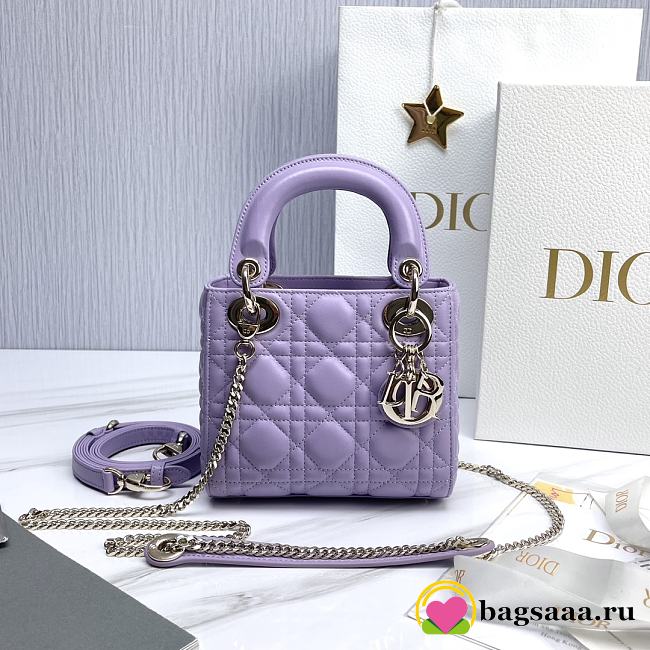 Bagsaaa Mini Lady Dior Bag Light Purple Cannage Lambskin - 17 x 15 x 7 cm - 1