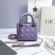 Bagsaaa Mini Lady Dior Bag Light Purple Cannage Lambskin - 17 x 15 x 7 cm - 4