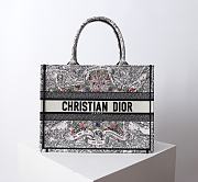 Bagsaaa Medium Dior Book Tote Latte Embroidery with Multicolor Dior Around the World Motif - 36 x 27.5 x 16.5 cm - 1