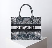 Bagsaaa Medium Dior Book Tote Blue Embroidery with White Dior Around the World Motif - 36 x 27.5 x 16.5 cm - 1