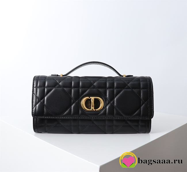 Bagsaaa Dior Miss Caro Top Handle Pouch Black Macrocannage Lambskin - 24 x 12 x 4 cm - 1