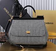 Bagsaaa D&G Large Sicily Handbag in houndstooth fabric - 21 x 25 x 12 cm - 1