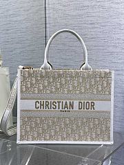 Bagsaaa Medium Dior Book Tote Dior Oblique Embroidery with Gold-Tone Metallic Thread and Latte Calfskin - 36.5 x 28 x 16.5 cm - 1