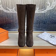 Bagsaaa Hermes Justine 50 boot dark brown suede - 4