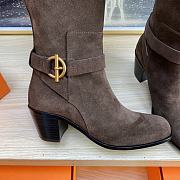 Bagsaaa Hermes Justine 50 boot dark brown suede - 3