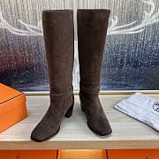 Bagsaaa Hermes Justine 50 boot dark brown suede - 2