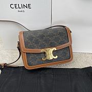 Bagsaaa Celine Teen Triomphe Bag in Triomphe Canvas and Calfskin Brown - 18.5 x 13.5 x 7 CM - 1