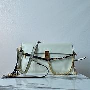 Bagsaaa Prada Soft Sound large leather shoulder bag with charms white - 35x19.5x10.5cm - 1