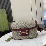 Bagsaaa Gucci Horsebit 1955 small shoulder bag 815178 beige & red - 26x17.5x10 cm - 1