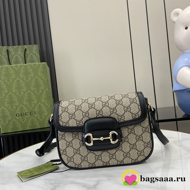 Bagsaaa Gucci Horsebit 1955 mini shoulder bag 815205 Beige & Black - 20 x 14.5 x 5 cm - 1