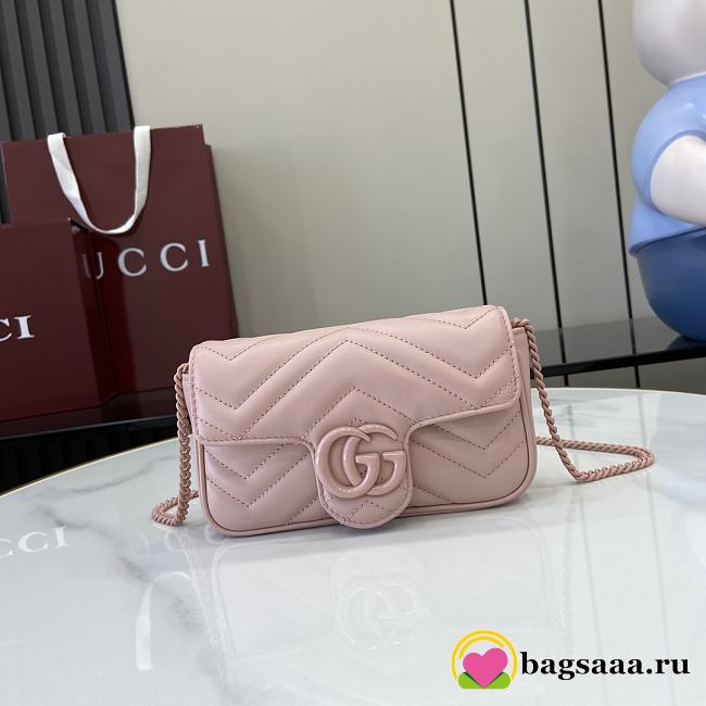 Bagsaaa Gucci GG Marmont Super Mini Bag 476433 All Pink - 16.5x10x4.5cm - 1