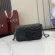 Bagsaaa Gucci GG Marmont Super Mini Bag 476433 All Black - 16.5x10x4.5cm - 1