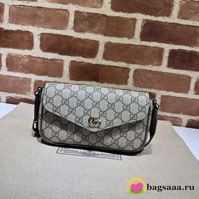 Bagsaaa Gucci Ophidia mini bag 764961 beige & ebony - 13x22x4 cm - 1